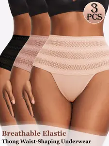 Women's Waist Trainer Panties, 1/3 Pack, Seamless Breathable Elastic Sports Underwear, Soft Stretch Underwear, Tummy Control Thong, Sexy Invisible Briefs for Fitness, Everyday, Womenswear