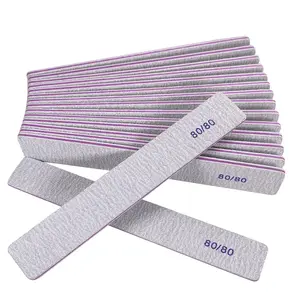Premium 80/80 Grit Nail Files 12 Pack Heavy Coarse Emery Boards for Acrylic Gel Nails Double Sided Professional Reusable Washable Manicure Square Gray