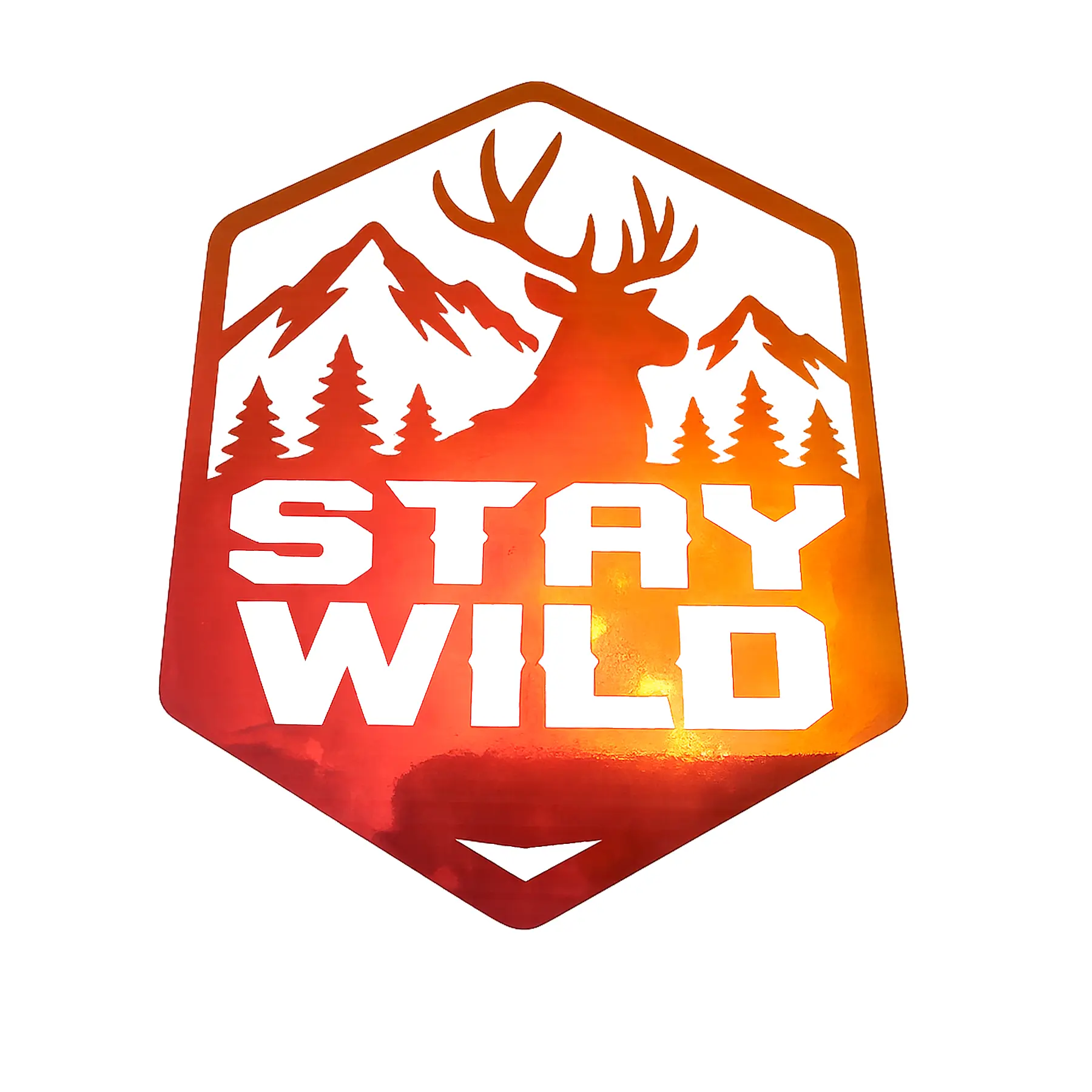 Stay Wild Deer Decal Sticker 3.5" x 4.5" | Metallic Copper Vinyl | No Background | Waterproof Outdoor Decal