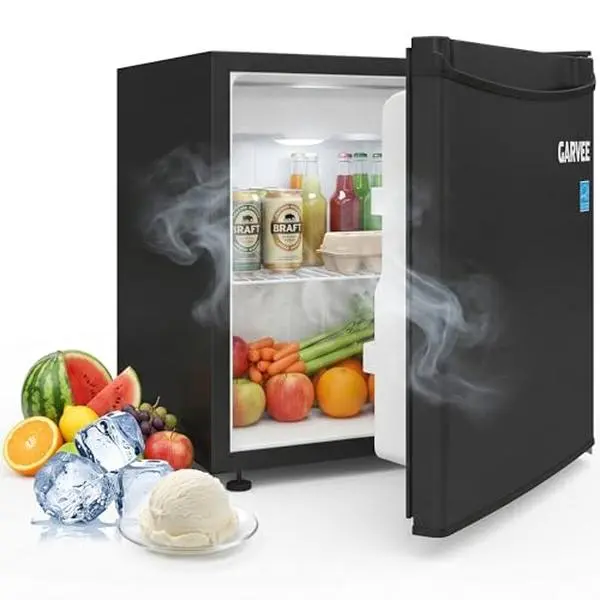 GAOMON 1.6 Cu. ft. Mini Refrigerator, Single-Door Compact Fridge with Freezer, with LED, Adjustable Shelves, for Dorm, Office, Bedroom, Kitchen, Bar