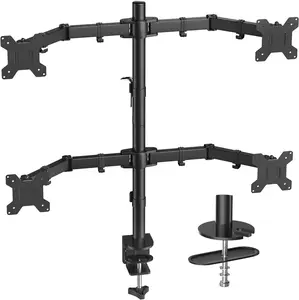 HUANUO Quad Computer Monitor Mount - Heavy Duty LCD Computer 4 Monitor Stand with Full Articulation, Fits Four Screens up to 27 Inches - Each Arm Holds up to 17.6lbs, VESA 75x75-100x100mm#TikTokShopBlackFriday