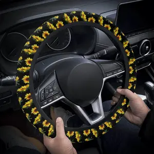 1pc 1.6 x 15 inch Sunflower Pattern car steering wheel cover, non-slip and comfortable, car interior accessory, no inner ring, easy to install and remove, suitable for all car models, car interior decoration, a gift for car enthusiasts, holiday gift, 1216