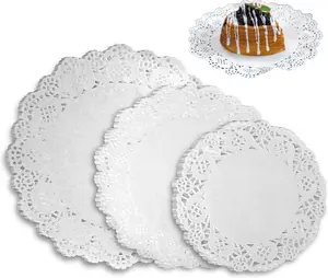 150-Count White Paper Lace Doilies - Assorted 6.5, 8.5, 10.5 Inches, Decorative Placemats for Cakes, Desserts & Tableware - Coasters