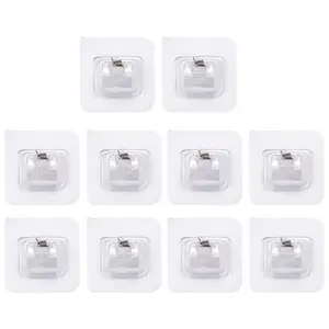 10PCS Self Adhesive Curtain Rod Holders, Smooth Ceramic Stainless Transparent Household No-Drill Nail-Free Adjustable Car Interior Decoration Brackets