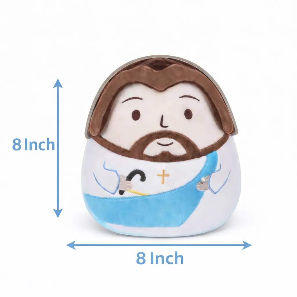 Jesus Plush Toy Huggable Stuffed Pillow Religious Plushie Gift for Easter Baptism Blue Doll Stuffers for Children Durable Soft Fluffy 8-inch Jesus Stuffy