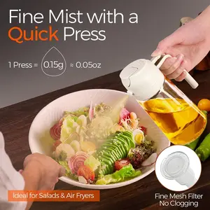 3Pcs Air Fryer Special Oil Dispenser 470ml 2 in 1 Olive Oil Spray Bottle Kitchen Cooking Salad BBQ Oil Control Bottle Black White Green