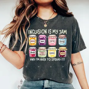 Inclusion Is My Jam Comfort Colors Shirt, Neurodiversity Tee, SPED Teacher Gift, Autism Awareness, Support Autism, Inclusion Advocate shirt Cotton Fabric Top Traditional
