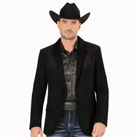 MONTERO Men's Suede Embroidery Blazer Slim Fit MT2182 Stylish and Fitted