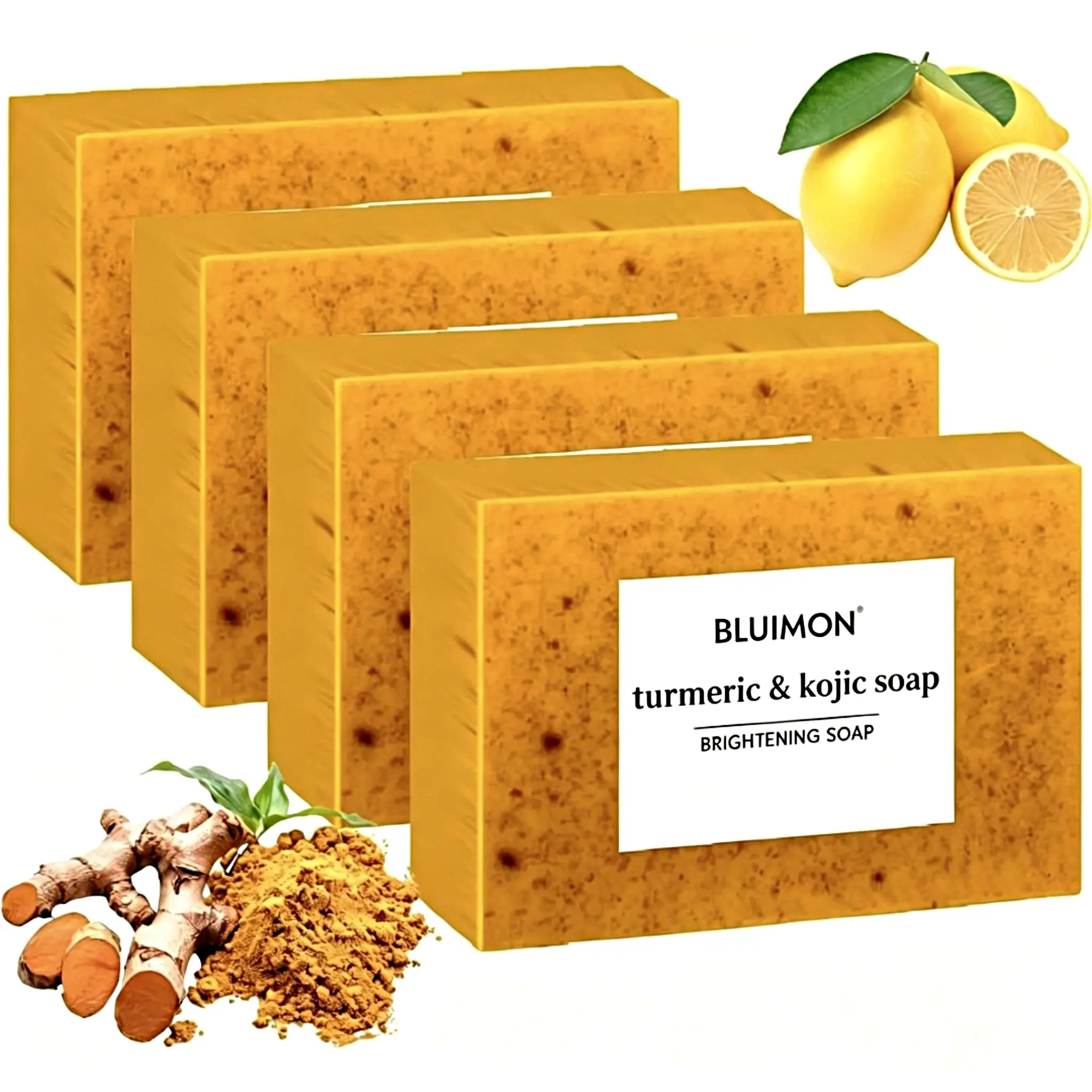 【NEW】3-18PCS Turmeric Kojic Acid Brightening Multi-Pack Soap - All-Skin Body Care Cleanser & Daily Body Wash, Fades Dark Spots, Acne Scars & Sun Spots, Boosts Radiance, Hydrating, Refreshing Lemon Scent, Supports Skin Repair