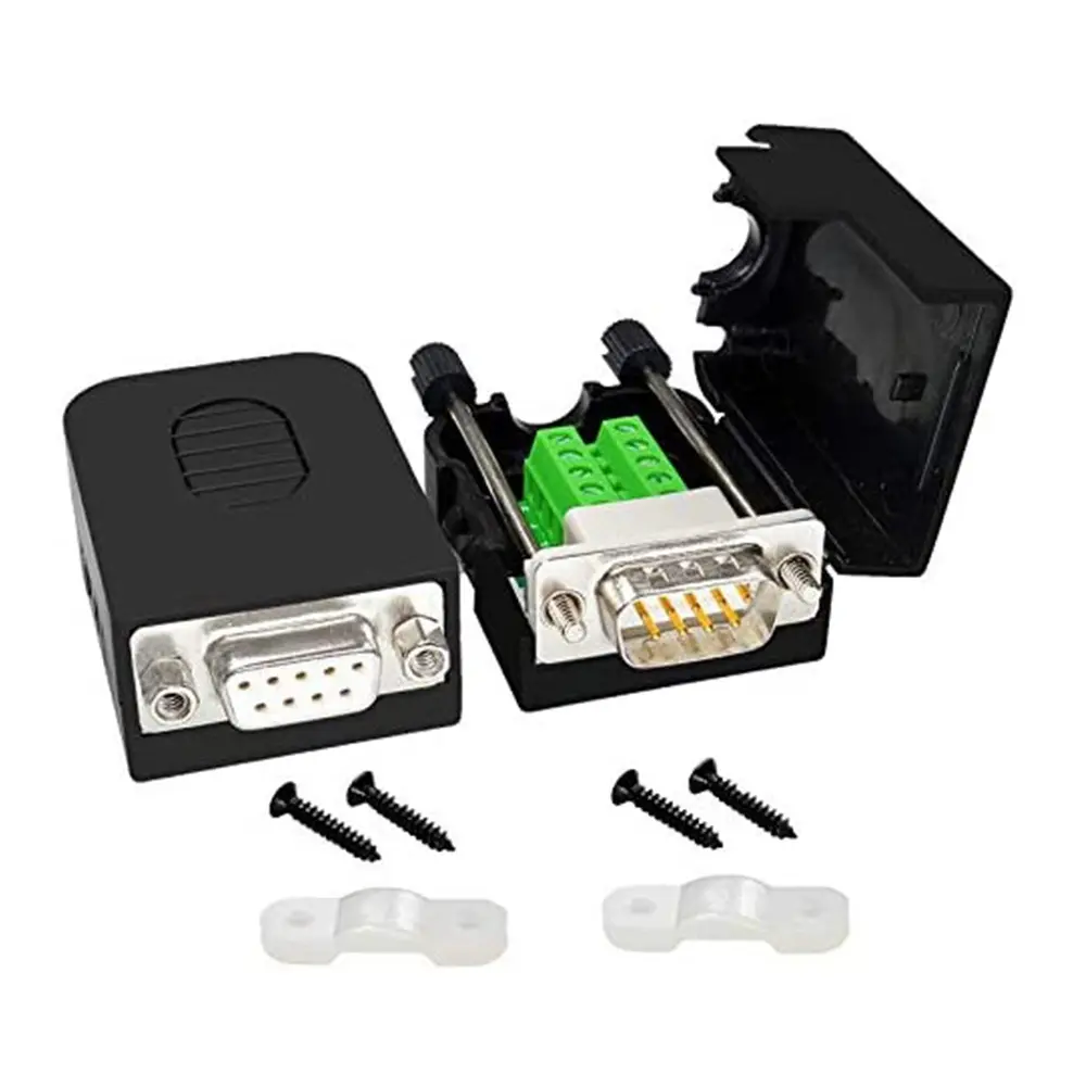 DB9 Solderless D-SUB RS232 Serial Connector Set - 9-Pin Male-Female Terminal Adapter with Metal & Plastic Case, 1 Male, 1 Female, 48x34x20mm (Household Appliance Parts & Accessories)