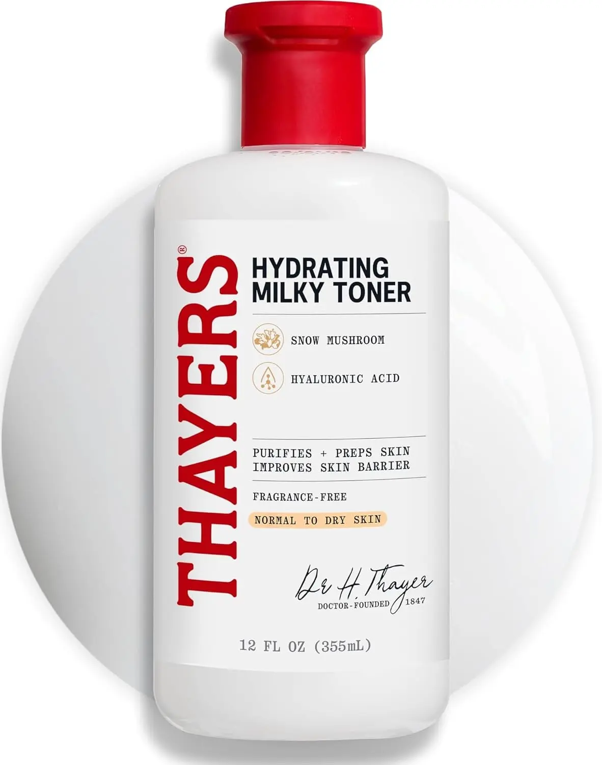 THAYERS Milky Face Toner Skin Care with Snow Mushroom Tremella and Hyaluronic Acid, Natural Gentle Facial Toner, for Dry and Sensitive Skin, 355mL