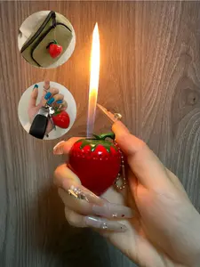 Mini Strawberry Lighter Keychain Clip-on Cute Aesthetic Pendant for Bag
