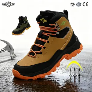 SAFETREK Men's High Top Steel Toe Safety Shoes – Lightweight, Anti-Smash, Anti-Pierce, Non-Slip Work Shoes for Outdoor and Industrial Use Breathable boots