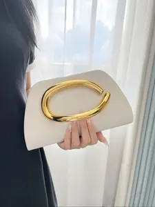 Elegant Women's Evening Clutch Bag, Detachable Shoulder Strap, Smooth Metal Decorations, Magnetic Closure, Perfect for Festivals & Parties, Elegant Stylish Purse