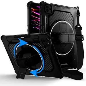 Case for Apple iPad 10.9 inch 2022 /Apple iPad 10.2 inch 2021/2020/2019 with Screen Protector 360 Rotating Stand Hand Strap, Drop-Proof Case Black