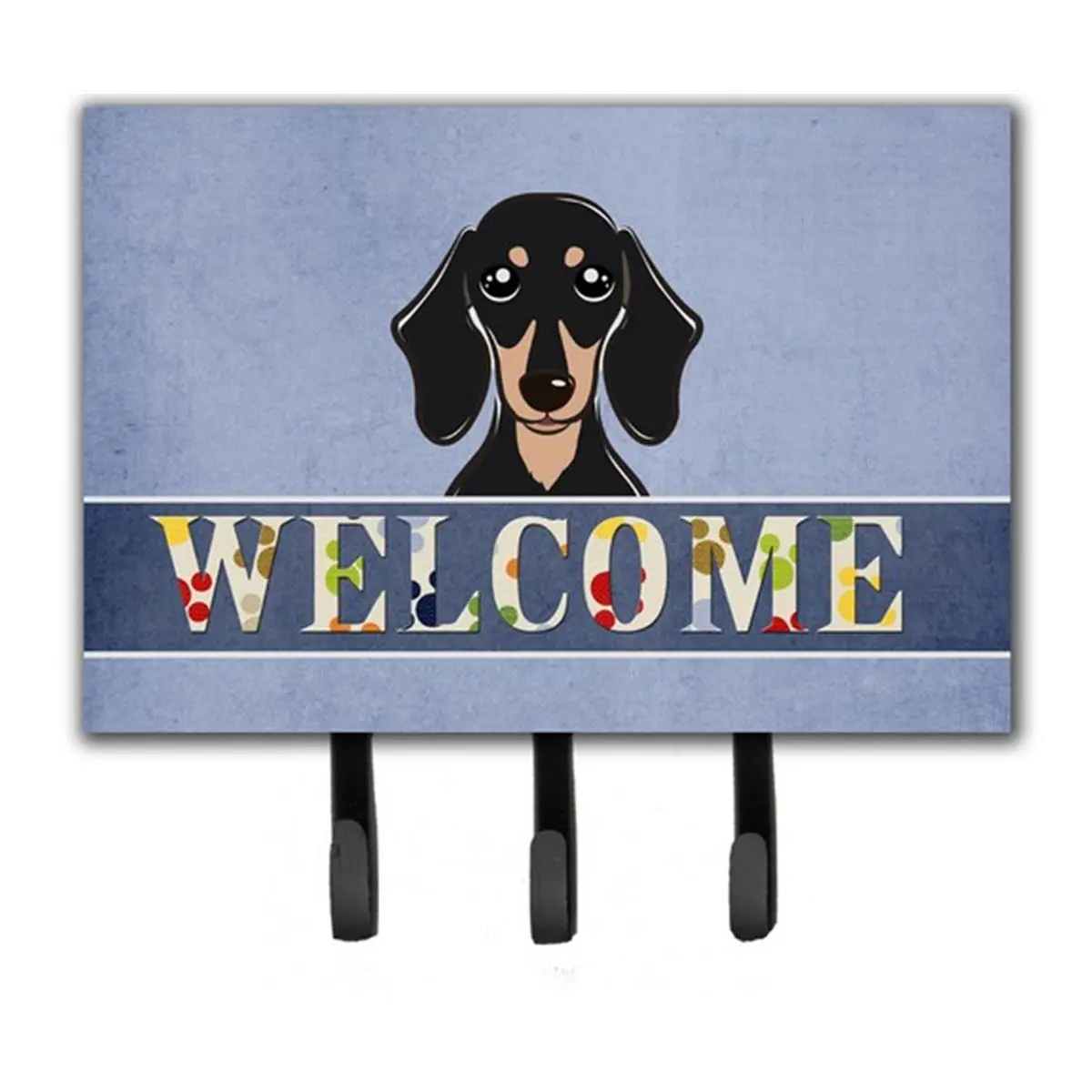 212 MAIN Metal Wall Hook - Smooth Black and Tan Dachshund Welcome Leash & Key Holder Hanger, 6x2x9 in, Home Decor Accessory