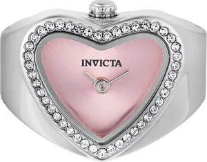 Invicta Women's 18mm Angel Quartz Crystal Halo Heart-Shaped Mini Ring Watch
