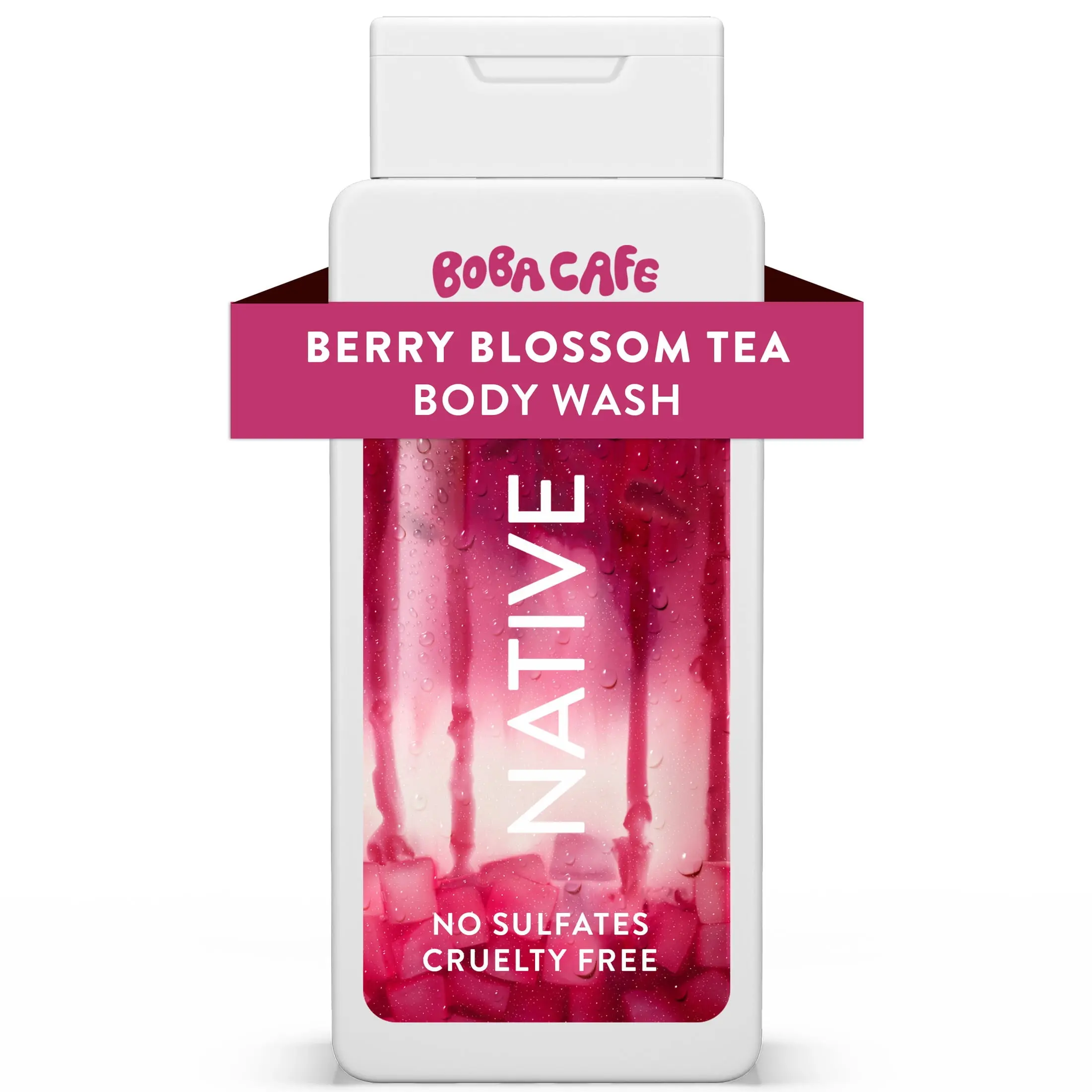Native Body Wash, Limited Edition Berry Blossom Tea, Sulfate Free Body Wash for Women & Men, Boba Café, 18 fl oz