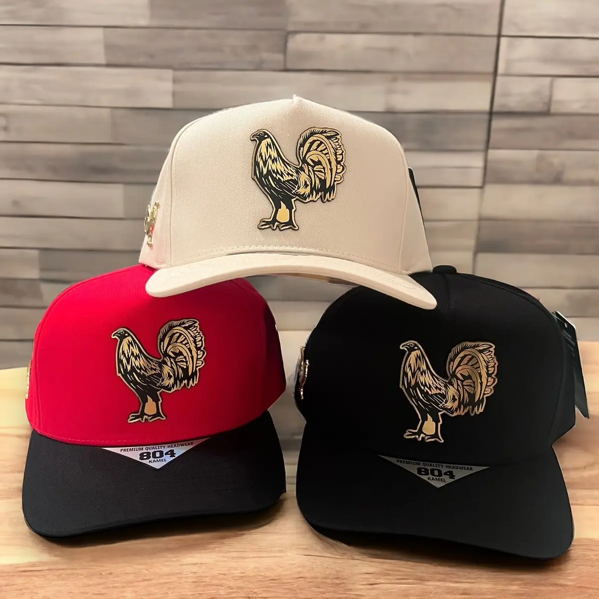 Hiphop Rooster Cap with Gold Plate Emblem, Classic Flatbrim Fashion Snapback Hat, Adjustable Baseball Cap, Adjustable Cap, Clothes