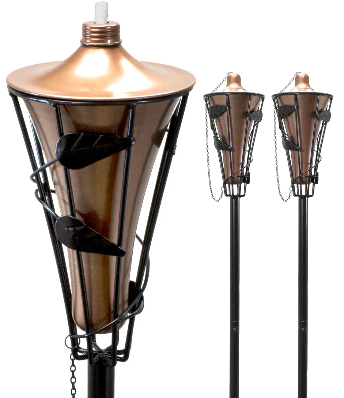 Sorbus Matney Bamboo Torches - 5 ft Exterior Home Garden Decorative Torches with Metal Oil Canisters, Bamboo Covers, 5+ Hour Citronella Mosquito Repellent Fuel Compatibility for Beach Graduation Fire Parties