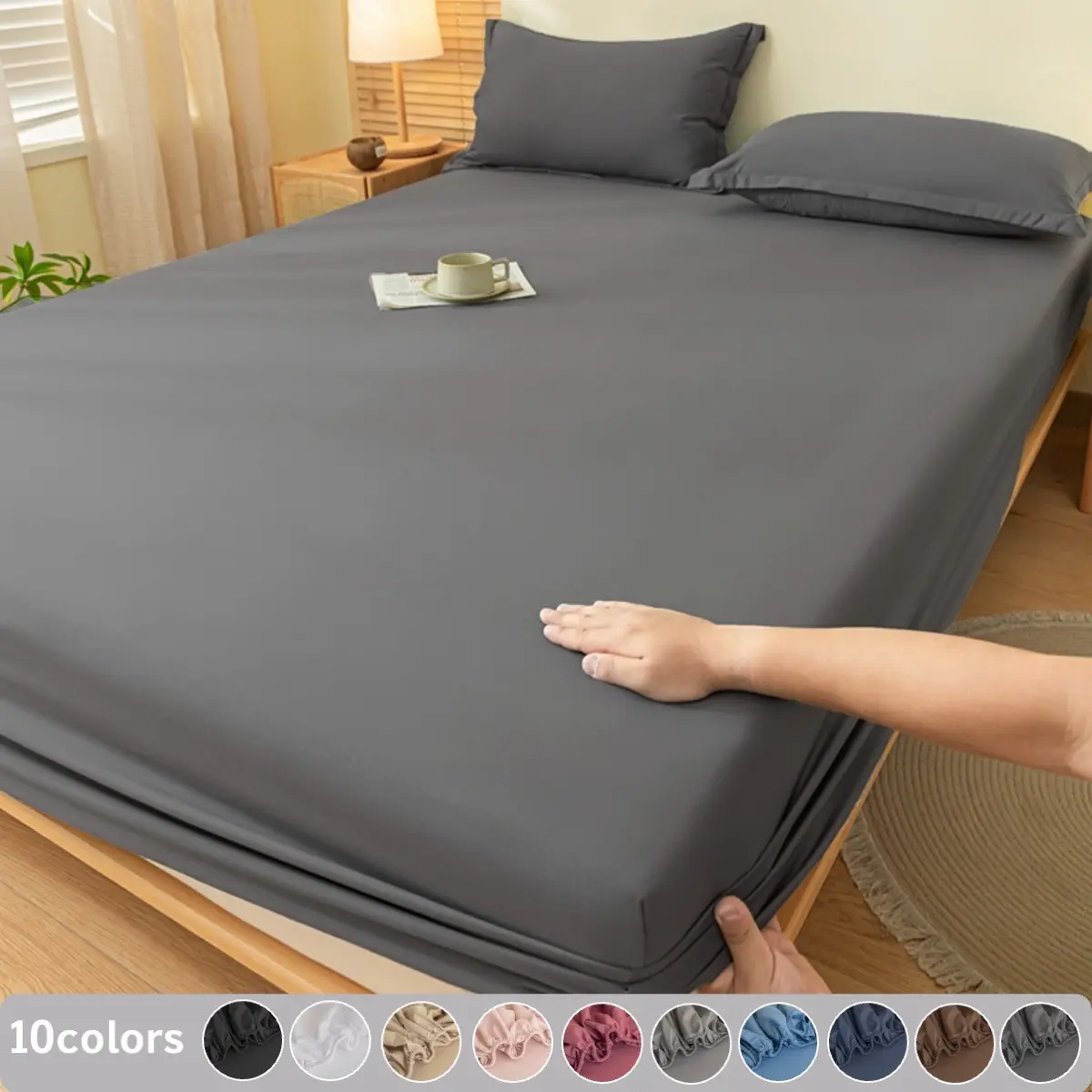 3pcs Solid Full Coverage Fitted Sheet, Bedsheet, Solid Bed Sheets, Stretch Non-Slip Mattress Cover, Deep Pocket for Thick Mattress, Soft Breathable Knitted Fabric, Wrinkle-Free and Fade-Resistant Bedding