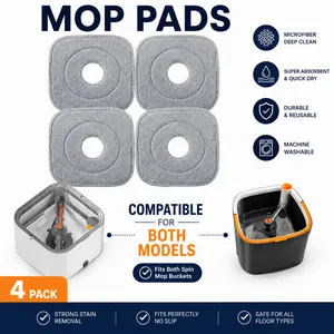 KZKR Spin Mop Replacement Heads  Set of 4-8 Microfiber Refills for Easy Cleaning Pack Smooth Dual Compartment