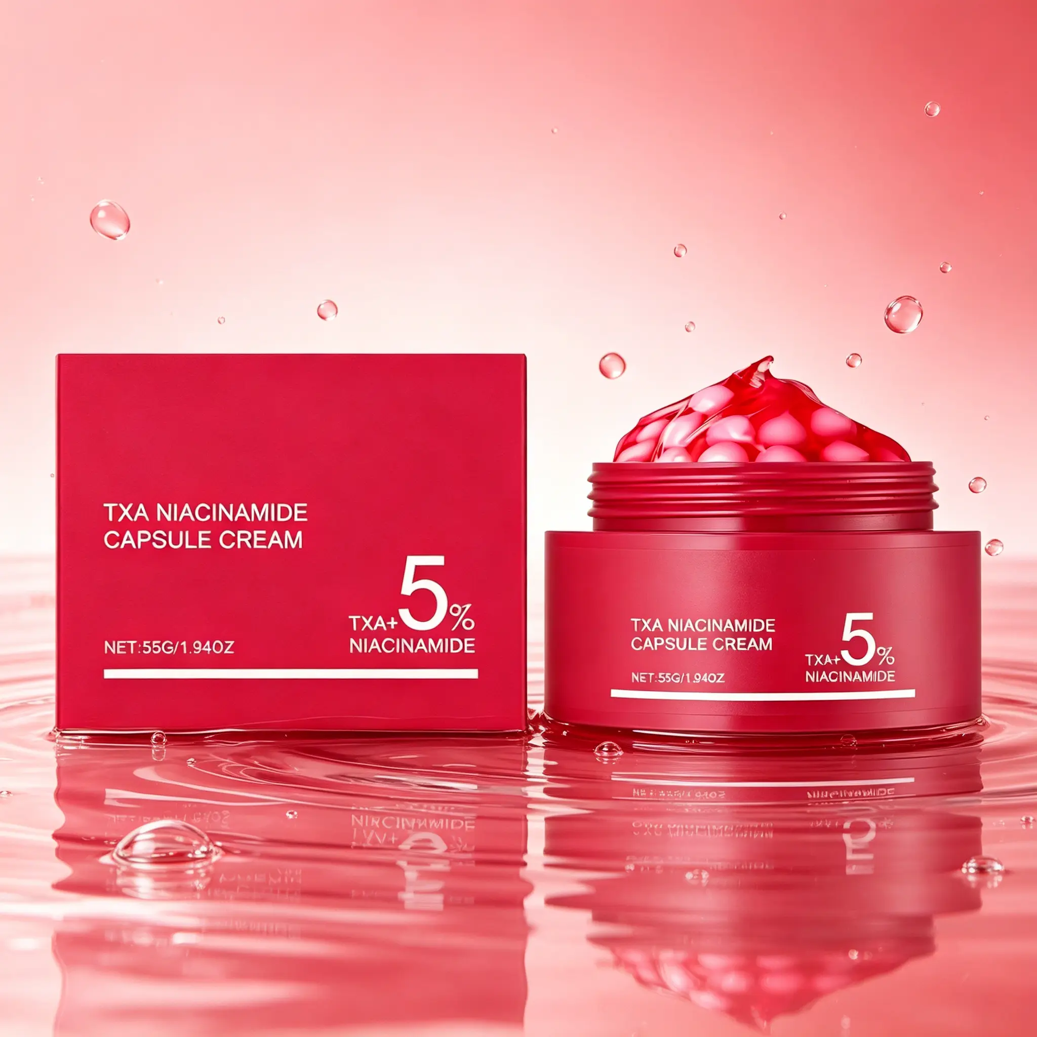 Niacinamide and Tranexamic Acid Capsule Cream, Daily Brightening Moisturizer to Hydrate for Gentle, Radiant Skin - 55g, Serum, Evening, Moisture, Face, Niacinamide Moisturizers & Mists, Brightens, Pigment Neutralizing Moisturizers & Mists