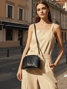 Colorful Crocodile Pattern Glossy Adjustable Shoulder Strap Chain Shell Bag, Stylish Handbag for Women, Fashionable Crossbody Bag, Perfect for Daily Use, Crossbody Purses Bag