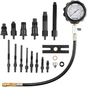 Father's Day Gift VEVOR Diesel Engine Compression Tester, 18 pcs Cylinder Pressure Test Tool Kit, with 0-1000 psi Gauge and Adapters, Diesel Injector Tester Check Cylinders in Diesel Trucks, Tractors, Equipment