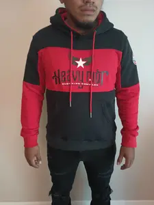 RED AND BLACK HEAVY RIOT HOODIE WITH HIGH DENSITY 3D PRINTING