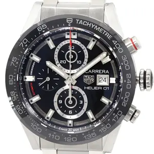 Pre-owned tag heuer Ceramic Small Leather Goods Carrera Calibre Heuer 01 Black Stainless Steel