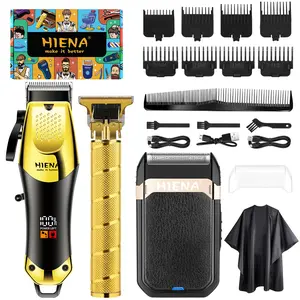 HIENA Professional Hair Clipper Set for Men, Cordless Barber Clippers Set and Trimmer Kit, USB Rechargeable Electric Beard Trimmer Foil Shaver & Men's Facial Grooming Tool Kit, Gifts for Men
