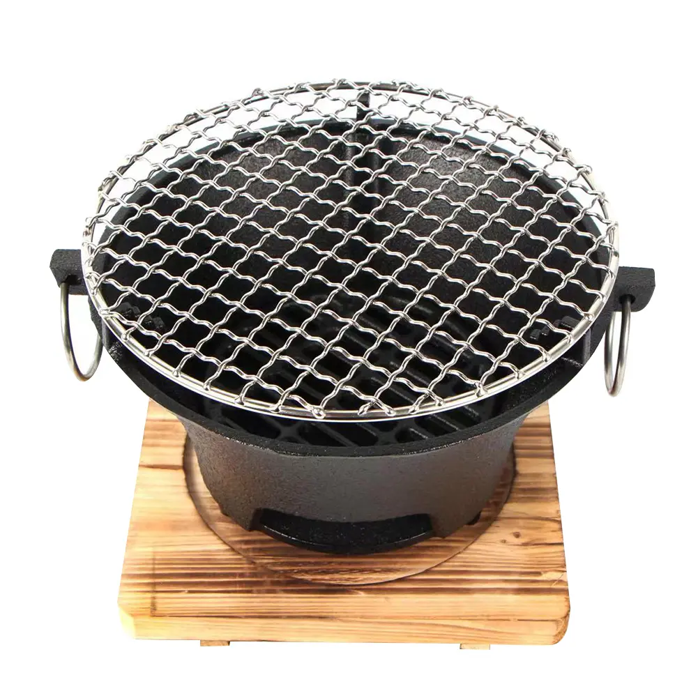 1pc Stainless Steel Barbecue Grill Tabletop Iron Charcoal Stove Round Charcoal Grill Stove for Family Gathering Bbq Party