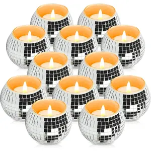 12 pcs disco ball candle holder glass mirror candle holder disco ball decor for wedding party and christmas
