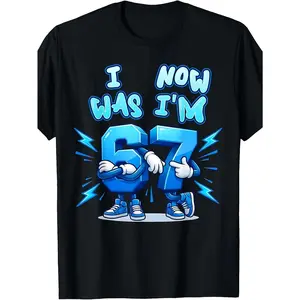 Kids' 7th Birthday Character T-Shirt, 6 to 7 Brainrot Design, Casual Cotton Tops with Short Sleeves & Crew Neck, Flattering Figure, Comfortable for Spring & Summer, Sizes 120-160