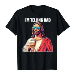I'm Telling Dad Jesus Lovers T-Shirt for Football Boys Easter Fun Humorous Phrase Playful Message