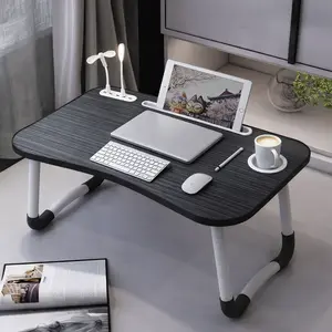 Large Foldable Lap Desk with USB Fan & LED Light – Portable Bed Table for Adults, Work from Home, Sofa, Outdoor Use – Ergonomic Design with Tablet Slot – Ideal Study & Laptop Desk Modern