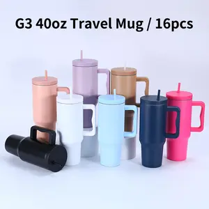 G3 40oz Car Travel Mug 16Pack with Handle & Straw Double Wall Insulated Vacuum Tumblers Large Capacity Stainless Steel Cups for Bulk Purchases Drinkware Flasks