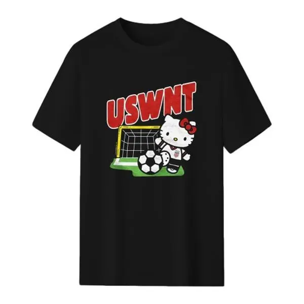 Womenswear Top - Official Sanrio Hello Kitty Soccer Graphic Short-Sleeve T-Shirt, Kawaii Casual Tee for Women
