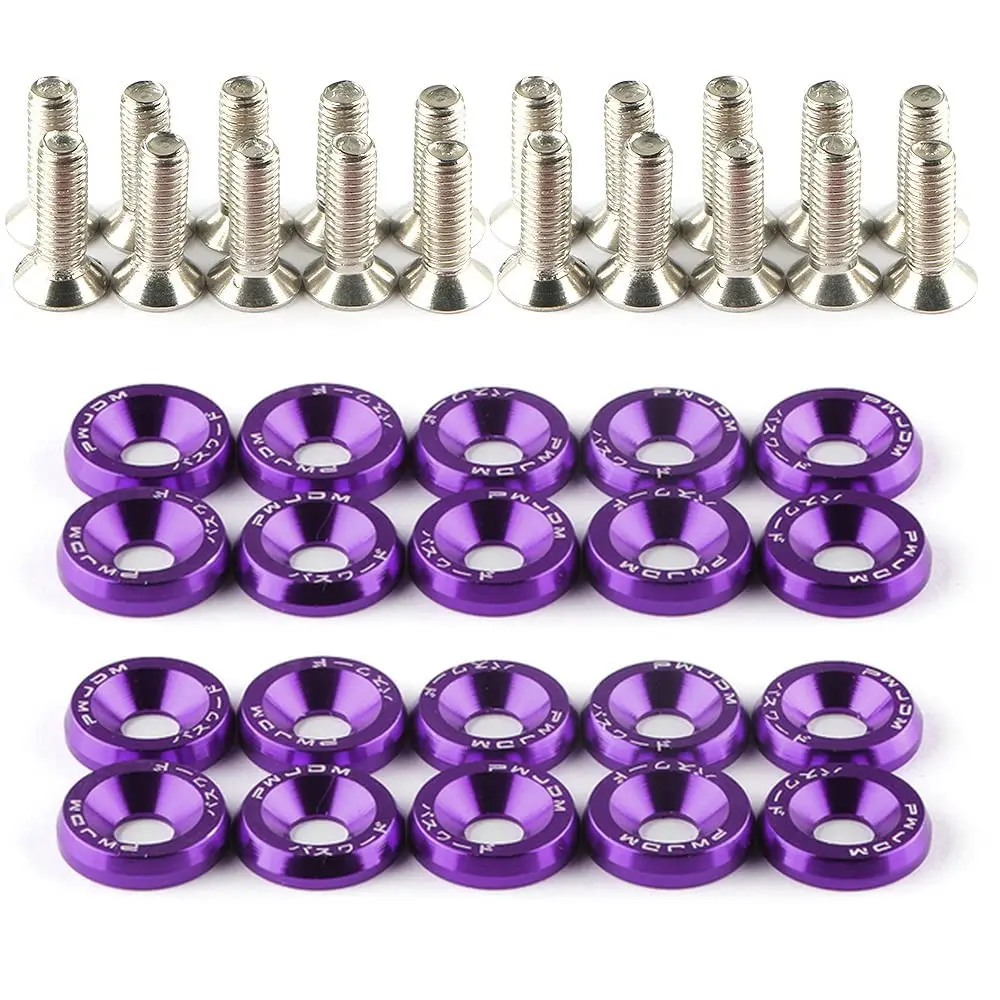 20 count/Set Bumper Fender Washers Engine Bay Dress Up  Fasteners M6 JDM Fender Washer Kit-Purple