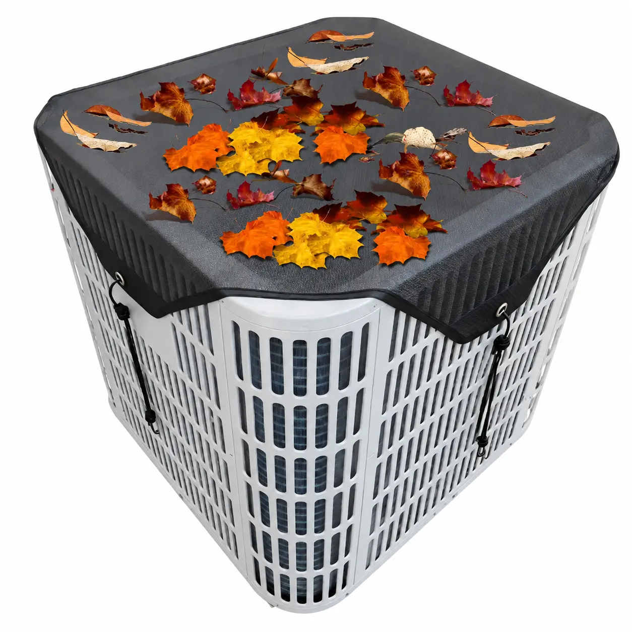 36"x36" Large Foldable Outdoor Air Conditioner Cover, Heavy Duty Breathable, Windproof Dustproof, All-Weather Home Care Supplies Protection, Black, Metal