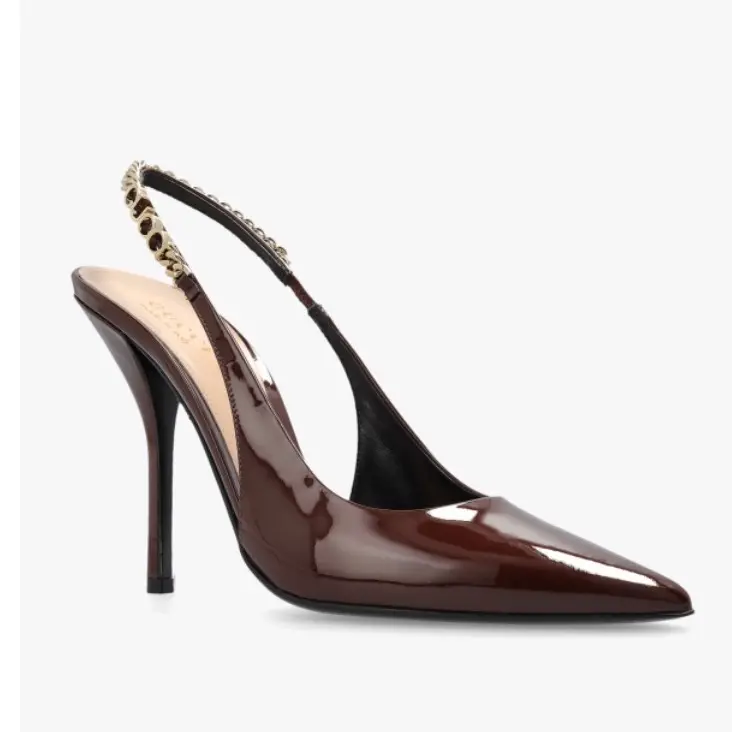 Gucci Patent Leather Signoria Sling Back Heels Size 40