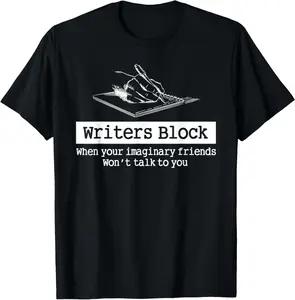 Cotton Graphic Tees Streetwear Gifts Writers Block Author Novelist Editor Wordsmith Writing Book T-Shirt