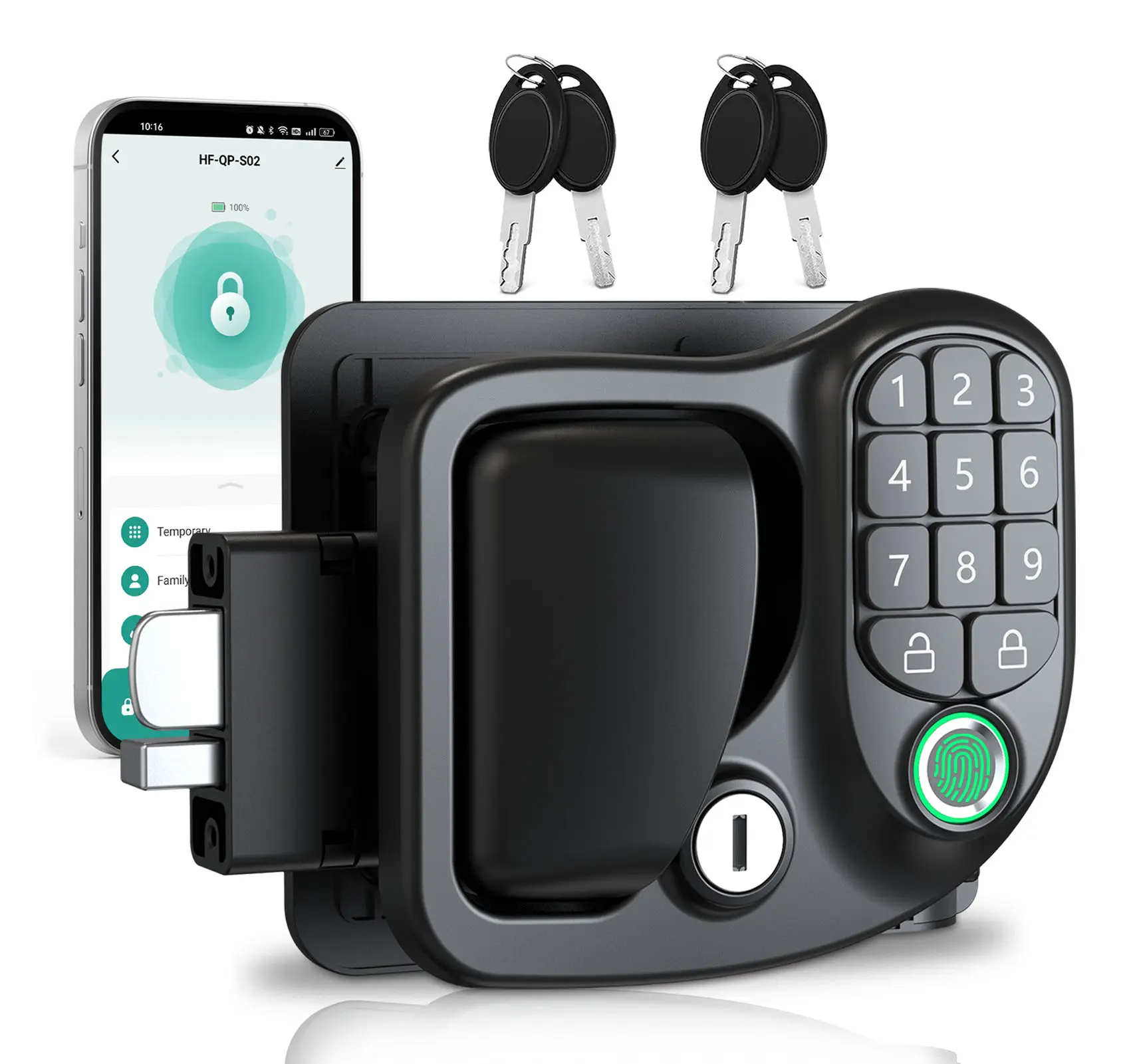 BoltRV 4-in-1 Smart RV Door Lock, RV Lock Keyless Entry with Bluetooth, Fingerprint, Passwords, All Metal RV Door Latch for Camper Trailer Cargo, Travel Trailer Door Lock