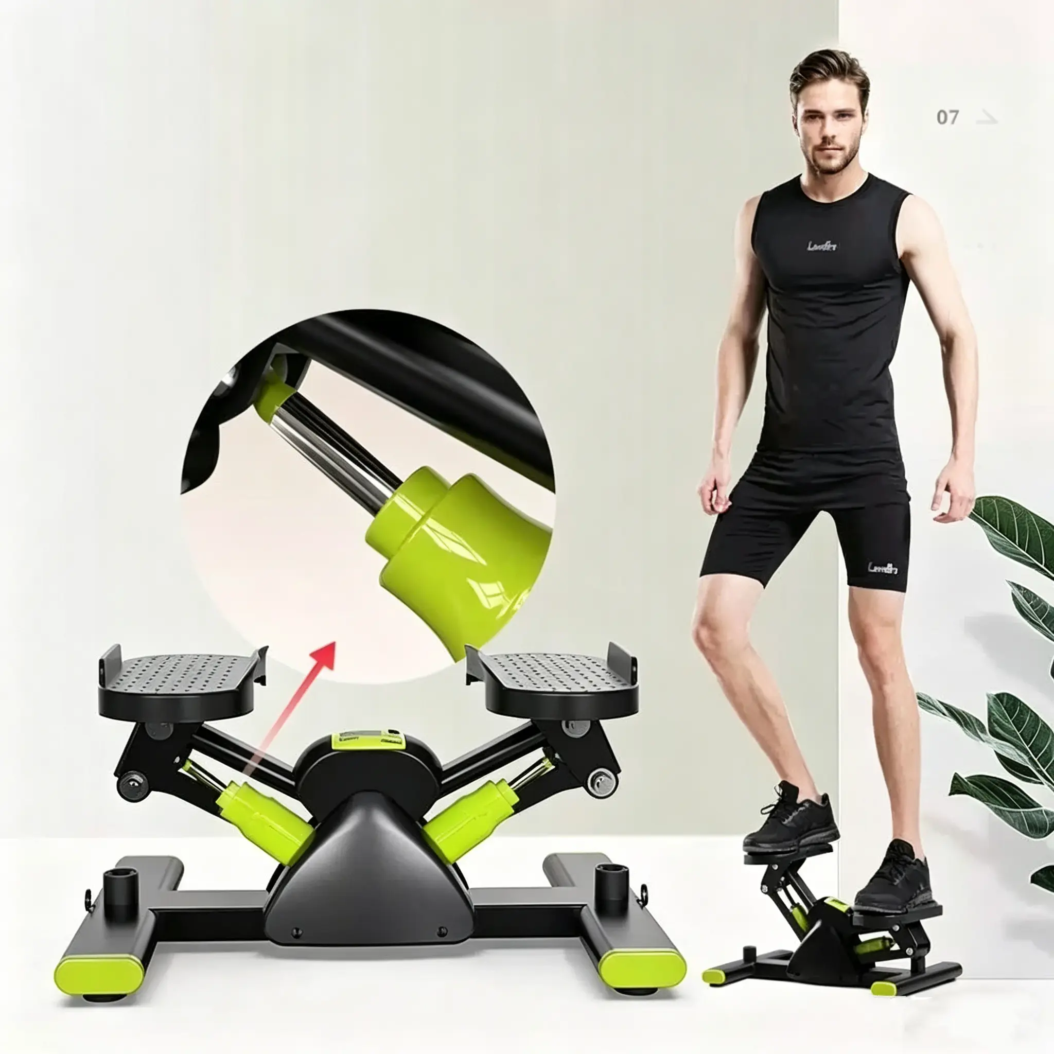 Mute Exercise Stepper with Resistance Bands, Hydraulic Mini Stair Stepper with LCD Monitor, Workout Equipment for Home Gym