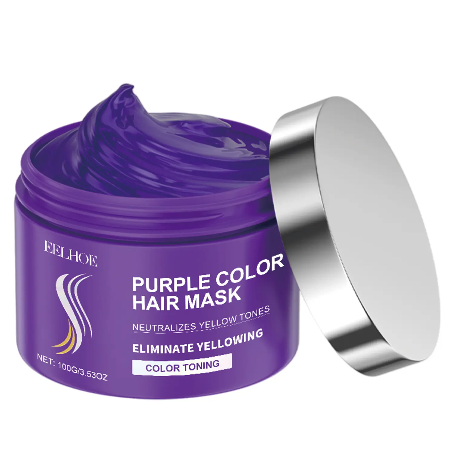 2-in-1 Purple Hair Mask for Blonde Hair – Deep Conditioning Purple Toner to Neutralize Brassy Yellow Tones, Hair Repair Mask for Bleached, Silver & Color Treated Hair, Hydrating Keratin Treatment for Women & Men