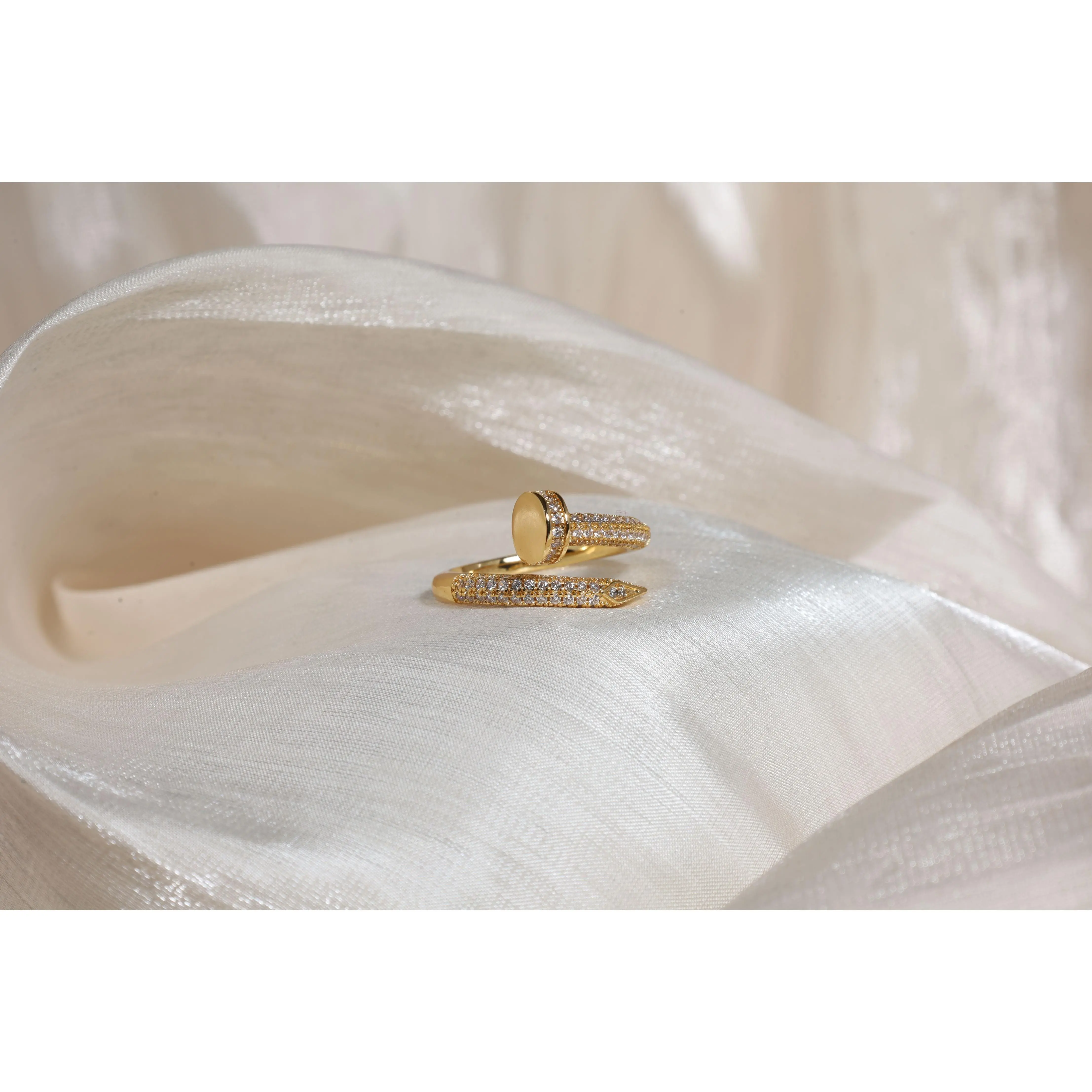 Pavé Nail Ring - Gold