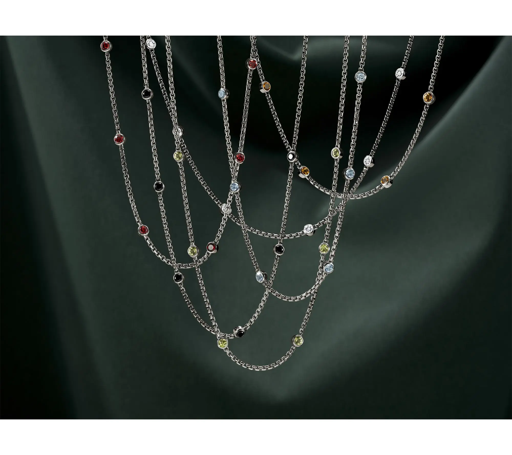 Jai Sterling Silver_2.7mm Box Chain Gemstone Necklace