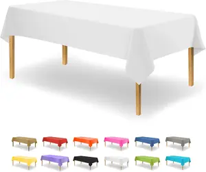 White Disposable Plastic Tablecloth for Rectangle Tables 12 Pack Table Cloths for Parties Events Weddings Indoors Outdoors 54 x 108 inches Plastic Table Cover