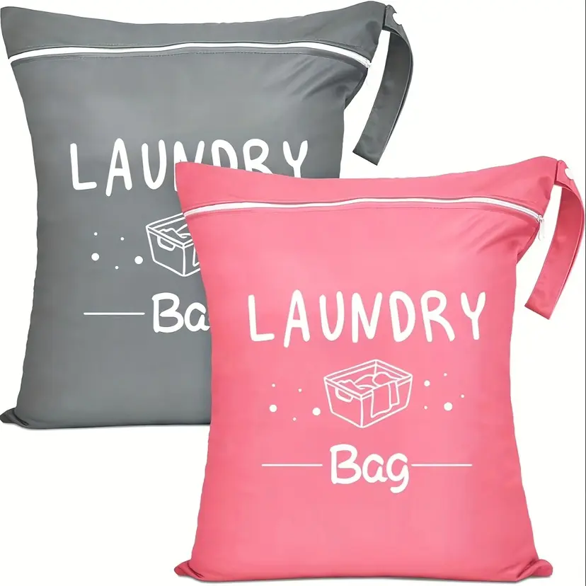 2pcs Large Travel Laundry Bag Washable Wet Dry Bag Diaper Bag Dirty clothes Bag swimsuit Workout Bag for Gym Clothes Laundry Wet Clothes Swimming Pool Yoga College Dorm Wash Bags Laundry Accessory Household Items